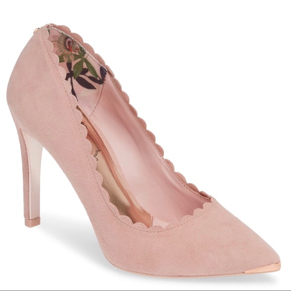 Ted Baker London Shoes - COPY - TED BAKER Heels Pink Sloana Scalloped Trim Suede